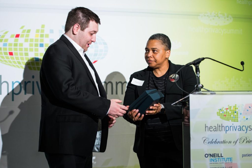 Professor Latanya Sweeney presents the inaugural Data Detective Award to Chris Vickery